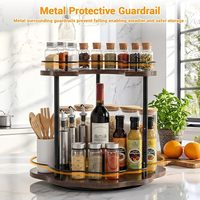 Étagère de rangement rotative en bois à 2 niveaux, 360° °   Organisateur rotatif pour épices de cuisine, salle de bain et maquillage