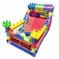 Château gonflable à blocs avec toboggan sec, aire de jeux gonflable pour enfants, structures gonflables pour fêtes