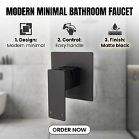 Robinet de douche moderne SYNCHRO en acier inoxydable SUS304 noir, mitigeur monocommande pour lavabo, avec accessoires dissimulés et pommeau de douche pluie en céramique
