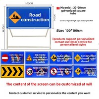 Panneau de signalisation routière personnalisé en usine, signalisation d'identification verticale pour travaux routiers, panneau d'avertissement 100cm*50cm*100cm en aluminium