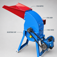 Broyeur à marteaux pour aliments animaux de type 330, machine de broyage électrique 3KW, capacité 100KG/H, en acier inoxydable, multifonctionnel pour céréales et maïs