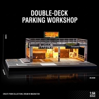 Modèle de scène de parking simulé avec éclairage, diorama de voitures de course 1:64, boîte de rangement et de présentation pour modèles de voitures, modèle de garage automobile