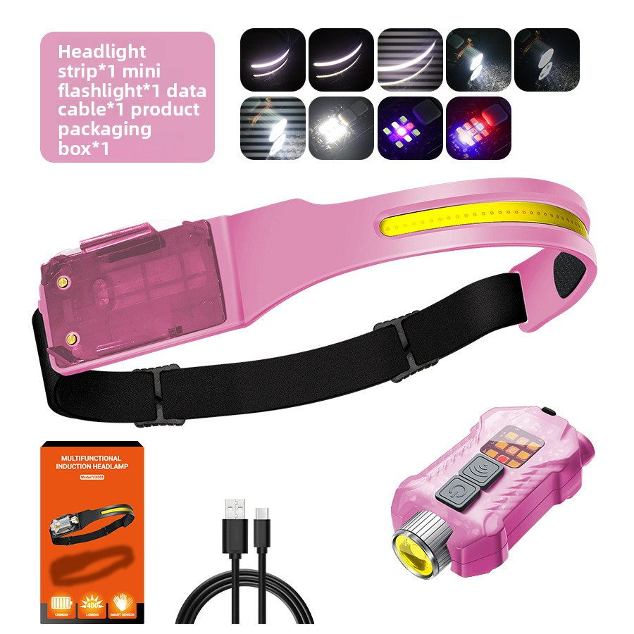 W699 ไฟหน้า-ไฟข้าง 2-in-1 ถอดออกได้-สีชมพู