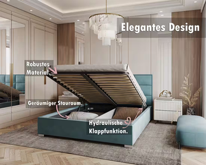 <span class=keywords><strong>Letto</strong></span> Contenitore Stockholm Design Moderno/Italiano, Struttura in Legno Massello, Regolabile, Multifunzionale, Arredamento di Lusso con Contenitore - Product Image 4