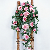 Guirlande de fleurs artificielles en soie Rose Champagne intemporelle, effet cascade, pour décoration murale de fond de salon de ferme