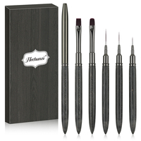 2024 nouveau populaire gris bois de santal poignée noir Nylon cheveux Ultra mince doublure Nail Art brosse ensemble