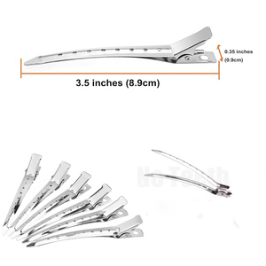 Pinces à cheveux multifonctionnelles en métal type bec de canard et crocodile, argentées, pour salon de coiffure, unisexe, pour la coiffure et le sectionnement - Product Image 2