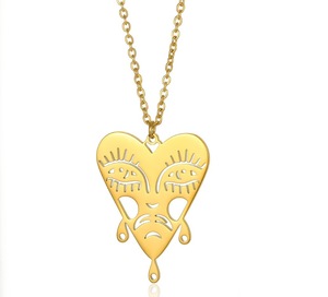 Collana con Ciondolo a Cuore Cavo in Titanio 316L all'Ingrosso per Donna Uomo Amante, Gioielli Anti-Appannamento - Product Image 1