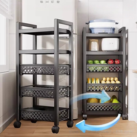 Étagère de rangement de cuisine multicouche en acier à prix réduit, ensemble de paniers de rangement en fil métallique pour légumes et micro-ondes
