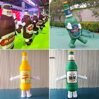 Promotions : Modèle publicitaire gonflable de bouteille de bière, figurine 'Wave Man' danseur volant, en forme de canette de bière