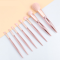 Vente en gros 8 pièces ensemble de pinceaux de maquillage or rose luxe poils souples nouveau style outils de beauté ensemble complet avec sac en cuir artificiel