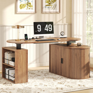 Scrivania da Ufficio Ergonomica Elettrica Regolabile in Altezza a Forma di L, Nuovo Design 2026, in Legno con Ampio Spazio di Archiviazione - Product Image 1