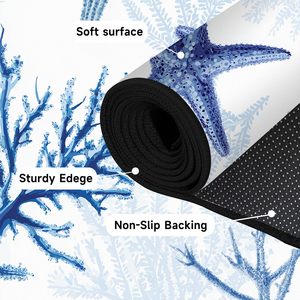 พรมลายปลาดาวชายทะเล ขนาด 2'x3' <span class=keywords><strong>สี</strong></span><span class=keywords><strong>ฟ้า</strong></span> ลายทะเล <span class=keywords><strong>ปะการัง</strong></span> เปลือกหอย ซักได้ ขนสั้น - Product Image 6