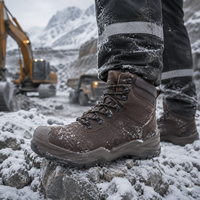 Botas de Seguridad de Cuero Nubuck Impermeables con Puntera de Material Compuesto, Calzado de Trabajo Antipinchazos de Corte Medio, Calzado de Seguridad Industrial con Suela de Goma PU