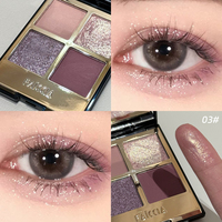 Palette de fards à paupières quatre couleurs avec des nuances mates et scintillantes, longue tenue, hautement pigmentées, mélangeables, kit de maquillage pour les yeux