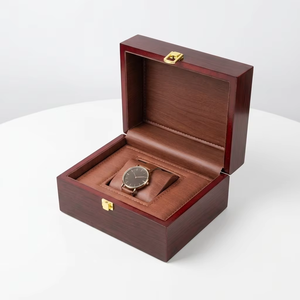Boîte en bois rouge élégante, directement de l'usine, prête à offrir, conteneur de rangement multifonctionnel pour montres - Product Image 2