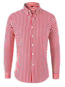Camisa de Vestir Formal para Hombre, Corte Entallado, Manga Larga, Tela Dobby <span class=keywords><strong>con</strong></span> Rayas Verticales, 100% Poliéster - Product Image 4