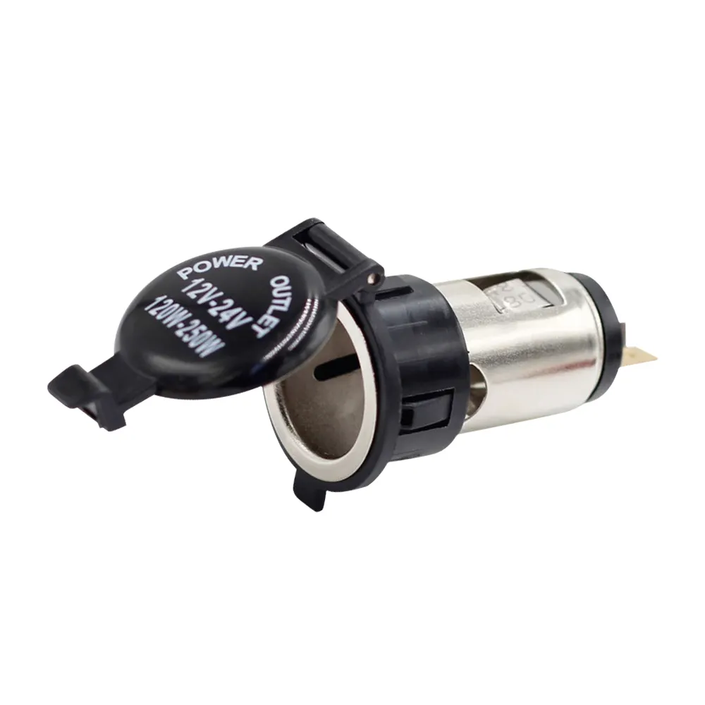 DC12-24V USB Car Cigaret Lighter Socket with Cover Waterproof Apply to Car Motorcycle