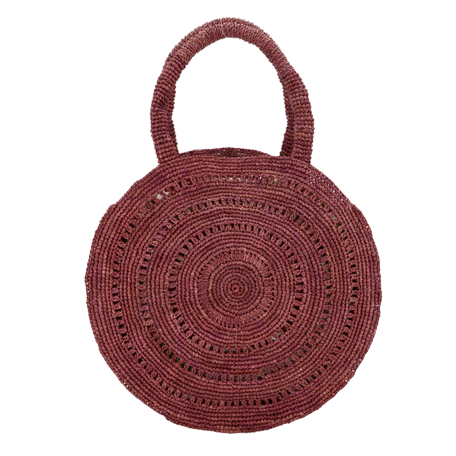 Eco-Friendly Round Raffia Straw Summer Beach Lady Handmade Crocheted Natural Raffia Shopping Straw Basket Bag