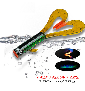 Señuelo de Pesca de Silicona de Doble Cola, 180mm/38g, PVC, para Accesorios de Pesca, Fabricación OEM/ODM - Product Image 2
