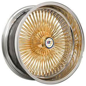 Rines YRO Forjados a Medida de 13 14 15 20 22 24 Pulgadas, <span class=keywords><strong>100</strong></span> Radios, Cromados en Oro, para Autos de Pasajeros Clásicos de Lujo y SUV - Product Image 1