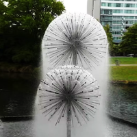 Fontaine d'eau commerciale extérieure à jet sauteur réglable en forme de boule de cristal LED pour piste de danse, éclairage RGB/DMX512 en acier inoxydable