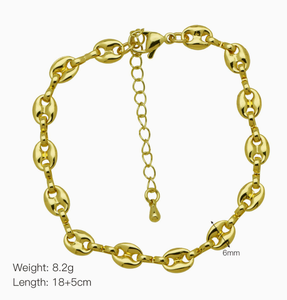 Pulsera de Cadena con Diseño de Nariz de Cerdo Chapada en Oro al por Mayor - Product Image 4