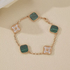 Bracelet trèfle porte-bonheur en argent pur S925 plaqué or 18 carats, jade, mode classique, bijoux pour femmes - Product Image 4