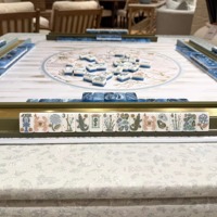 Juego de Mahjong Americano con Patrón de Playa y Océano, de Lujo, con Fichas Acrílicas de Dos Capas, Talladas a Mano, Tablero Plegable y Portátil