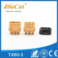 Connecteur de fiche banane TX60-3Pin plaqué or M8 Modèle 10A Courant nominal Matériau en cuivre pour les applications d'alimentation Terminal MR60