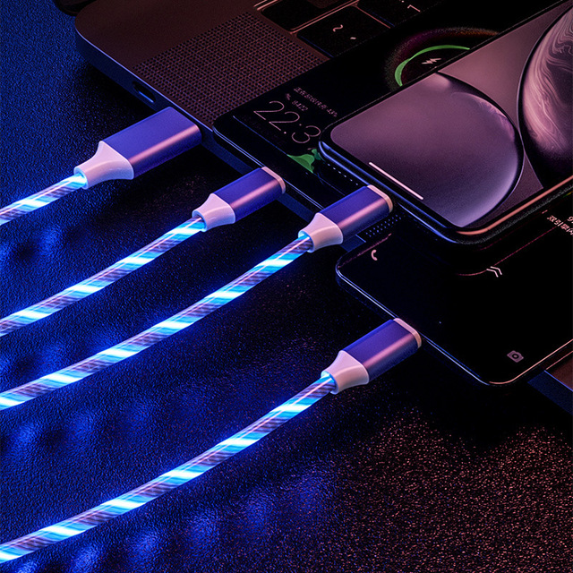 3 in 1 LED Flowing Light up Magnetic Charging Cable for Computer