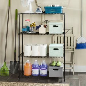 ASSMILE Magazzino di stoccaggio filo scaffalature rack nero filo di <span class=keywords><strong>acciaio</strong></span> inossidabile maglia <span class=keywords><strong>scaffali</strong></span> unità 4-tier cromo scaffalature - Product Image 4