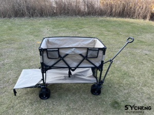 Carro plegable de dos pisos, carro plegable resistente con piso inferior, ruedas grandes todoterreno para acampar, pescar - Product Image 2