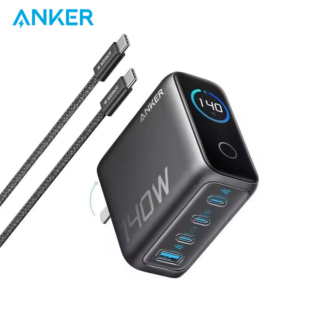 ANKER Zolo 140W USB C Wall Charger Laptop Charger 4 Port Multi Device Fast Charging Advanced GaN Power Adapter for macbook