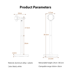 <span class=keywords><strong>Support</strong></span> de bureau portable universel pliable télescopique extensible en hauteur maximale pour smartphone <span class=keywords><strong>tablette</strong></span> enregistrement vidéo - Product Image 6