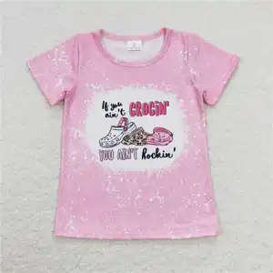 تي شيرت للأطفال والرضع والفتيات قميص تي شيرت ملابس لحديثي الولادة ملابس للأطفال بوتيك صنادل قصيرة الأكمام وردية مصفحة قميص صيفي للفتيات