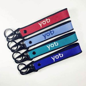 Wholesale Bulk High Quality Custom Logo Fabric Loop Wristlet Key Chain Strap Promotion <b>Anime</b> Embroidery Hoops <b>Keychains</b> - Product Image 2