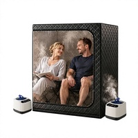 Aejstmun Sauna vapeur complet pour deux personnes à usage domestique, avec structure, thérapie thermique, écologique, alimenté par prise 220-240V/110V, pour la santé