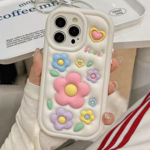 Nouveau luxe 3D couleur fleur fille coeur Silicone coque de téléphone souple Anti-chute pour <span class=keywords><strong>iPhone</strong></span> 11 12 13 14 15 Pro Max - Product Image 3