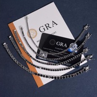 Collier Hip Hop en Argent Sterling S925 Massif avec Moissanite Noire Givrée 2-5MM, Diamant VVS, pour Hommes, Femmes, Bijou de Rappeur, Cadeau