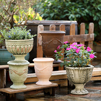 Pot de fleurs en grès rustique, style européen pastoral, pour bonsaï et plantes succulentes d'extérieur, à parois droites, pour usage domestique