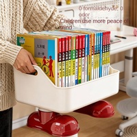 Scatola portaoggetti in plastica carina per l'organizzazione domestica, scaffale portatile da terra multifunzionale per libri e oggetti.