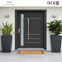 Porte d'entrée élégante en alliage d'aluminium, finition lisse thermolaquée, étanche, à ouverture battante, pour villa moderne, ferme, hôtel, cuisine