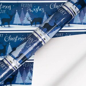 Custom Christmas Reindeer Gift <b>Wrap</b> <b>Paper</b> <b>Roll</b> Double Sided Metallized Eco-Friendly Recyclable Art <b>Paper</b> 100GSM Digital Printing - Product Image 3