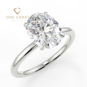 Anello <span class=keywords><strong>con</strong></span> <span class=keywords><strong>Diamante</strong></span> Sintetico Certificato IGI <span class=keywords><strong>da</strong></span> <span class=keywords><strong>1</strong></span> <span class=keywords><strong>Carato</strong></span>, Taglio Ovale, Popolare Anello di Fidanzamento <span class=keywords><strong>Solitario</strong></span> in Oro 14K - Product Image 3