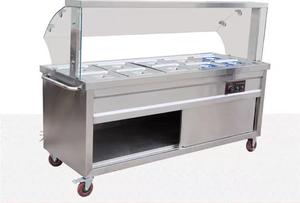 4 bains-marie électriques pour aliments chauds avec des protections anti-éternuements en verre et des ampoules - Product Image 2