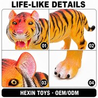 ORANGE PVC 31x9.5x13cm eTiger mainan figur harimau Safari realistis mainan edukasi dekorasi meja anak-anak