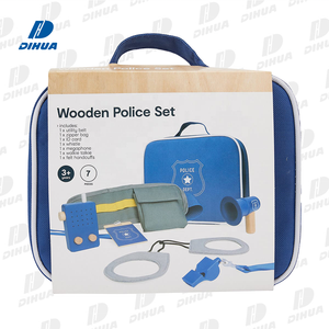 Set di polizia in legno finte giochi di ruolo per bambini Set di giocattoli della polizia con cerniera borsa portatile Kit di accessori per travestimento - Product Image 6