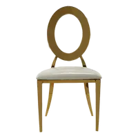 Свадебные стулья, оптовая продажа, золотые штабелируемые стулья из нержавеющей стали O-формы из искусственной кожи с подушкой, металлические стулья для банкетов и вечеринок в отеле