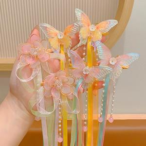 甜美新款儿童古风发夹超级不朽中式花花长丝带发夹 - Product Image 1